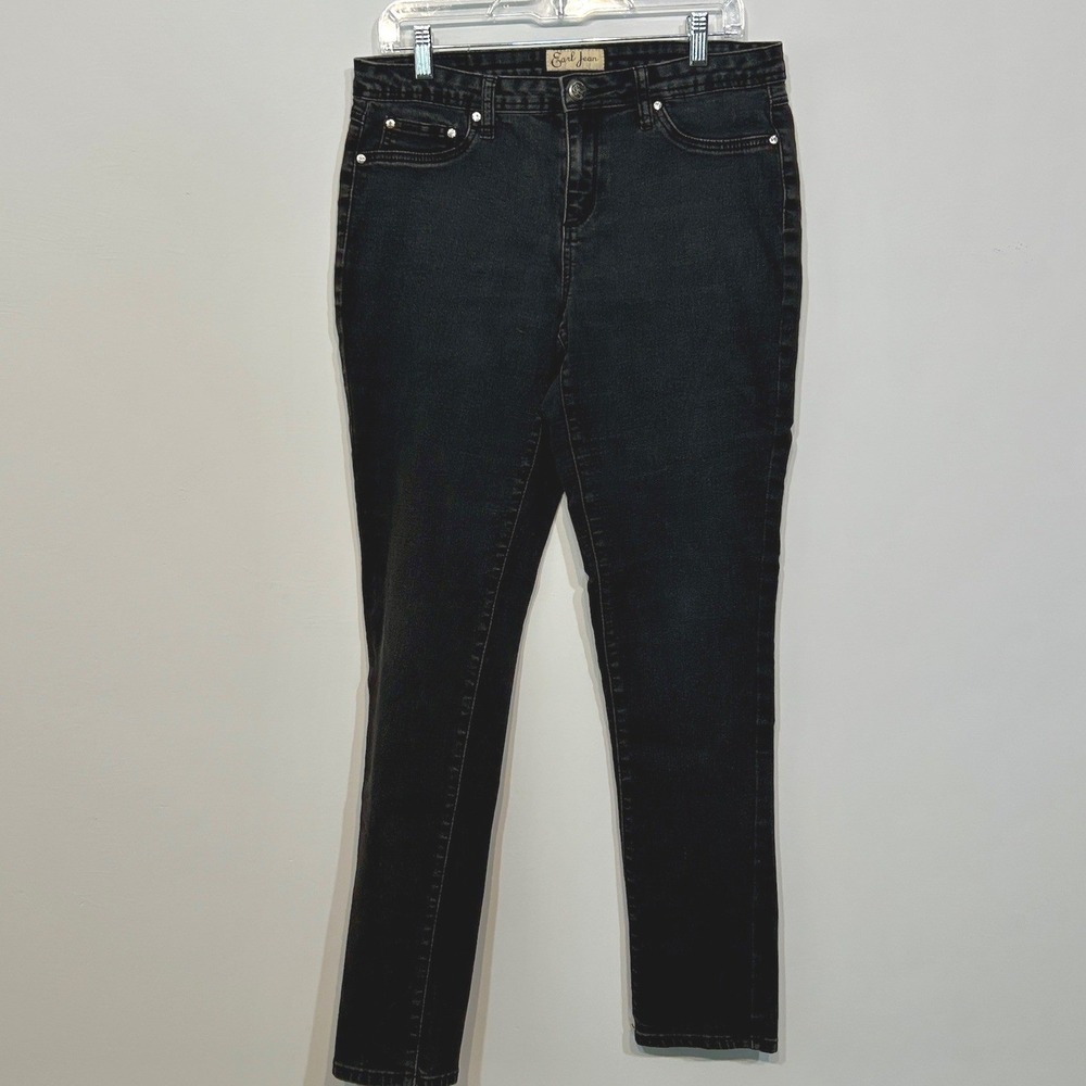 Earl Jean Skinny Jeans Female 10 Black Rhinestone Embellished FW14801BK